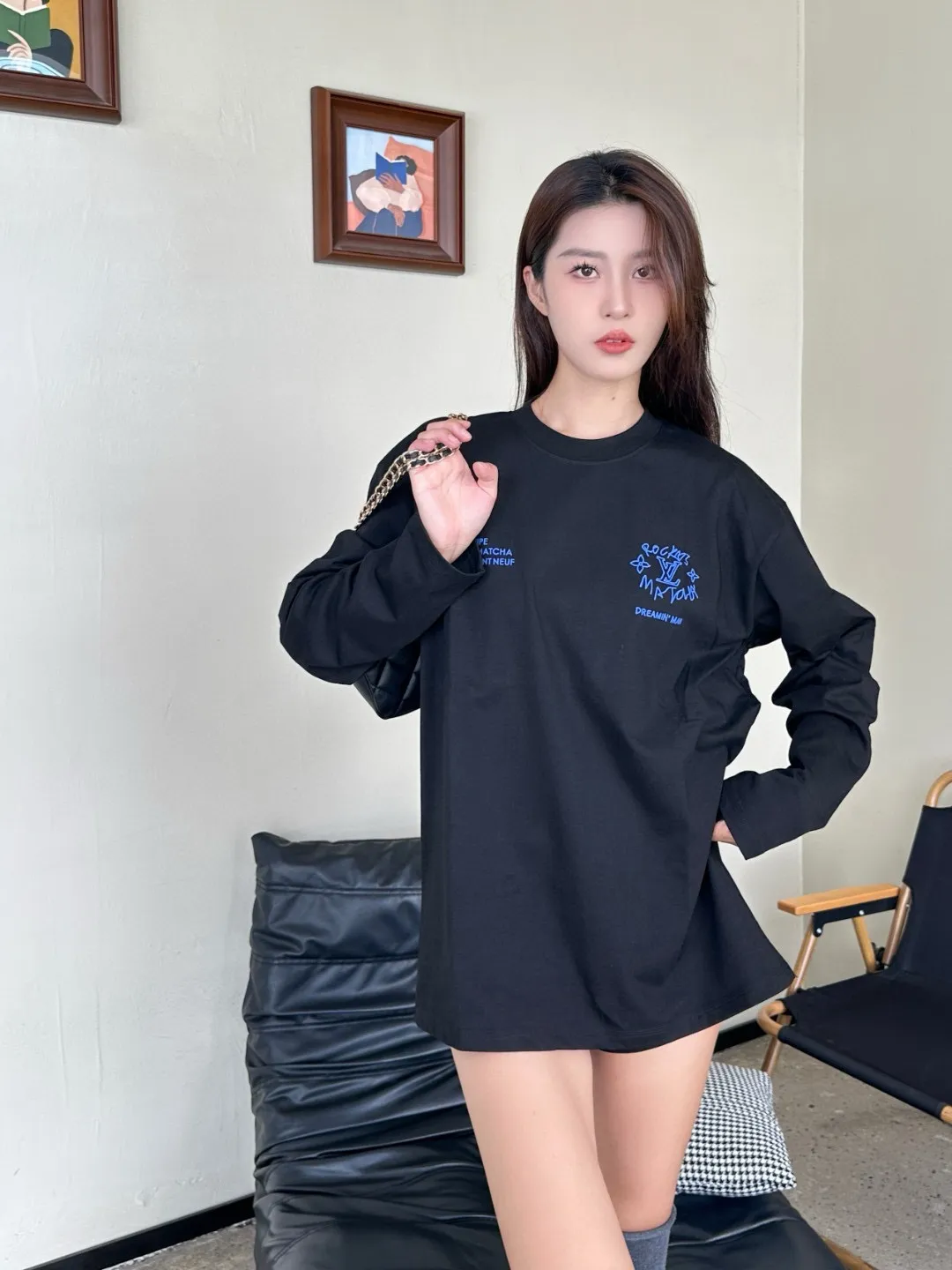 Louis Vuitton/Louis Vuitton 25Fw Dreamer graffiti slogan new flower long-sleeved T-shirt
